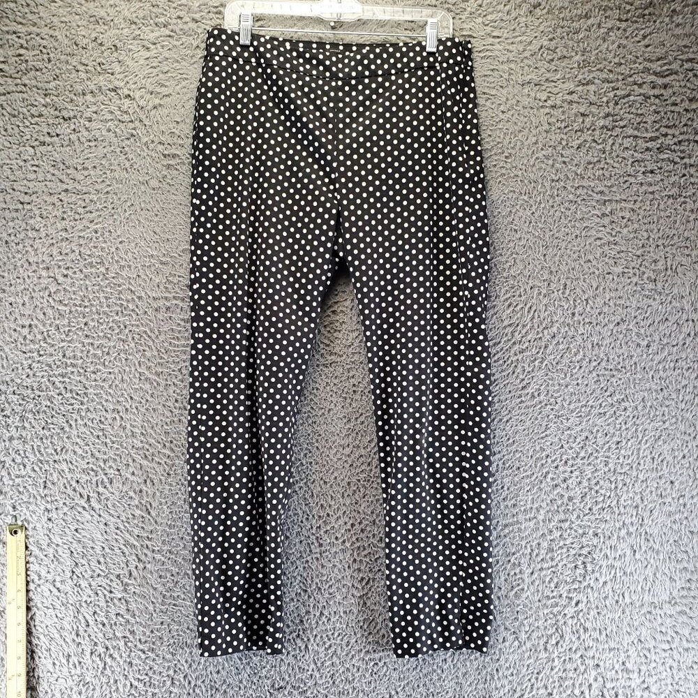 Talbots Pants Womens Size 10 Black Polka Dot Chatham Pull-On Stretch Trouser